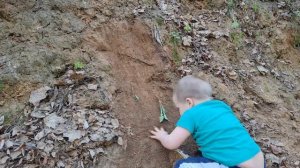 A child climbs a mountain