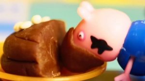 Свинка Пеппа Мультик с игрушками Джордж объелся шоколадного торта Peppa Pig