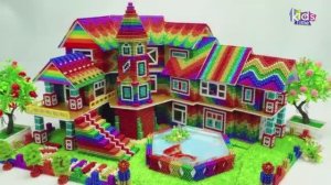 Магнитные шарики - Постройте Самую Красивую Виллу С Обзорной башней и Кампусом из Магнитных Шаров