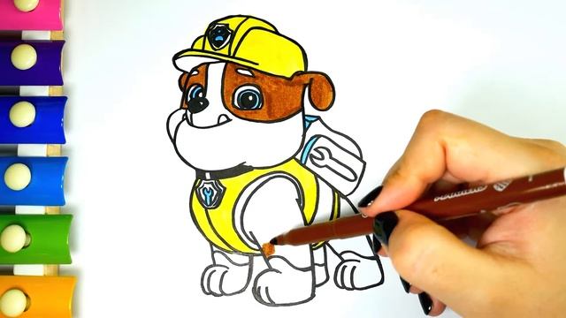 РАСКРАСКА. Раскрашиваем Крепыша из мультика Щенячий патруль - Видео для детей смотреть онлайн