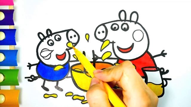 Свинка Пеппа Мультик Раскраска для Детей Учим цвета Раскрашиваем Свинку Пеппу и Джорджа Раскрашка ТВ смотреть онлайн