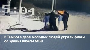 В Тамбове двое молодых людей украли флаги со здания школы №30