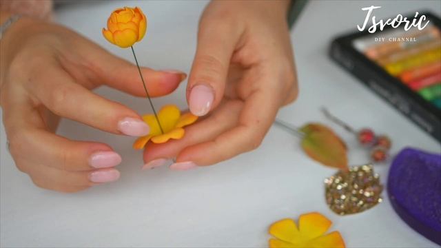 Hairpin with foamiran rose / Шпилька с розой из фоамирана / DIY TSVORIC