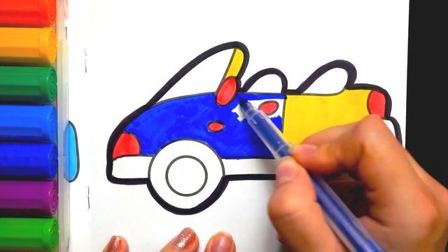 Раскраска для детей Машинка Кабриолет I Учим Цвета I Мультик - Раскраска I Раскрашка ТВ смотреть онлайн