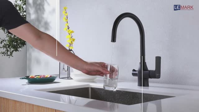 Смеситель для кухни с подключением к фильтру с питьевой водой LEMARK URSUS LM7261BL смотреть онлайн