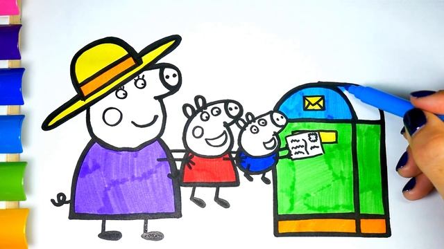 Мультик Раскраска Свинка Пеппа и Джордж с Бабушкой Свинкой I Учим цвета I Раскрашка ТВ смотреть онлайн