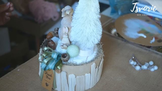 НОВОГОДНЯЯ композиция с зайчиками  / DIY TSVORIC смотреть онлайн