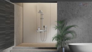 Смеситель для ванны и душа с рег. высотой штангой и верх. д/л «Тропич. дождь» LEMARK TROPIC LM7007С