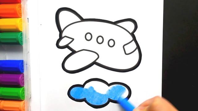 Раскраска для детей и малышей Самолёт. Мультик-Раскраска. Учим цвета. Простые рисунки I Раскрашка ТВ смотреть онлайн