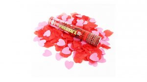 МХ10-30 Хлопушка пневматическая МХ10-30 (100/1) лепестки роз из ткани + розовые сердца из бумаги