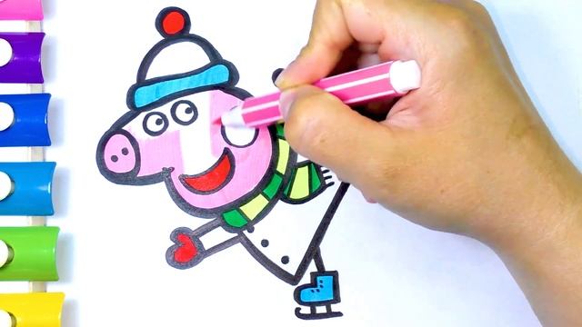 Свинка Пеппа Мультик Раскраска для Детей Пеппа Катается на Коньках | Учим цвета | Раскрашка ТВ смотреть онлайн