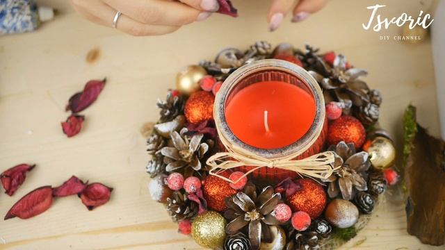 DIY NEW YEAR candlestick / НОВОГОДНИЙ подсвечник своими руками / DIY TSVORIC