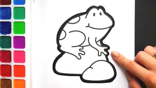 Раскраска для детей и малышей Лягушка. Мультик-Раскраска. Учим цвета. Простые рисунки I Раскрашка ТВ смотреть онлайн