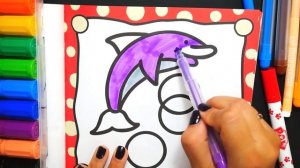 Простые Раскраски для детей (Кукуруза, Дельфин, Печенье) / Учим Цвета для малышей