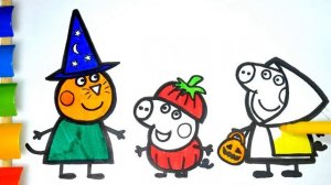 Buku Mewarnai Kartun Peppa Pig Peppa George dan Permen Merayakan Pembelajaran Warna Halloween