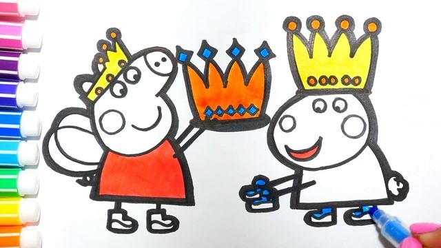 Свинка Пеппа Мультик - Раскраска | Пеппа и Сьюзи Принцессы | Учим цвета | Раскрашка ТВ смотреть онлайн