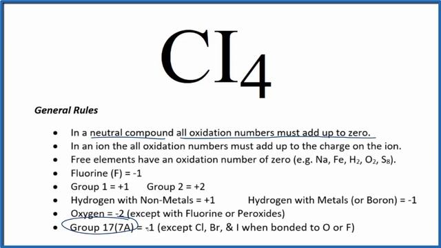 How to find the Oxidation Number for C in CI4 (Carbon tetraiodide) смотреть онлайн