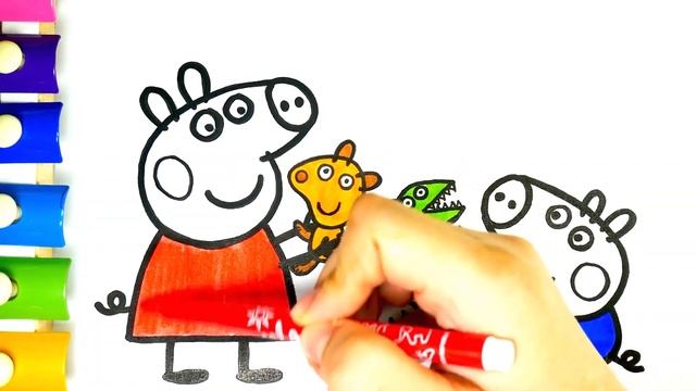 Свинка Пеппа Мультик - Раскраска для детей I Пеппа и Джордж играют в игрушки I Раскрашка ТВ смотреть онлайн