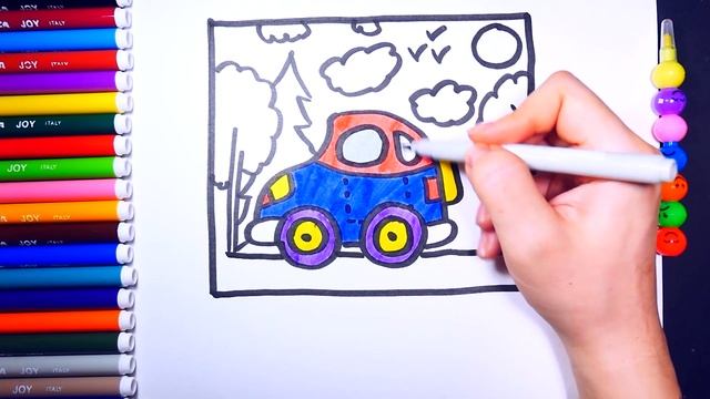 Рисование и Раскраска Машинка для Детей- Как Нарисовать Машинку для Малышей смотреть онлайн