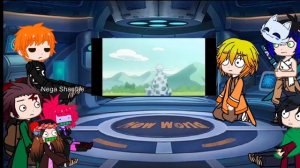 tanjiro and inosuke and zenitsu and nezuko and tomioka реакция на ichigo and hichigo