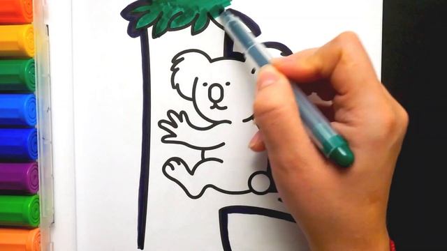 Раскраска для детей и малышей Коала. Мультик-Раскраска. Учим цвета. Простые рисунки II Раскрашка ТВ смотреть онлайн