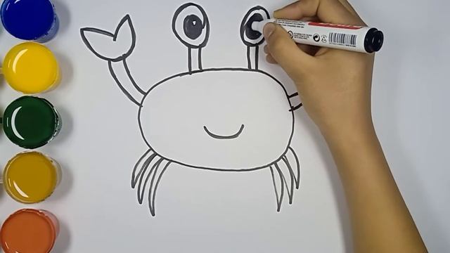 Bolalar uchun Qisqichbaqa rasmini chizish | Drawing Sea Animals for children