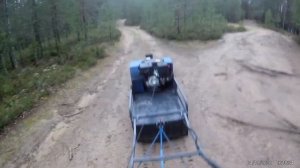 мотобуксировщик полярник 15 л.с. по грунтовым дорогам