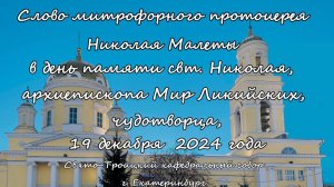 Слово митрофорного протоиерея Николая Малеты 19.12.24