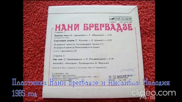 Пластинка Нани Брегвадзе и Ансамбль Мелодия 1985 год смотреть онлайн
