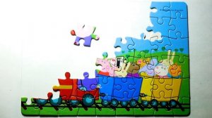 Свинка Пеппа и Джордж на Паровозе Дедушки Свина - Собираем Пазл для Малышей | Раскрашка ТВ