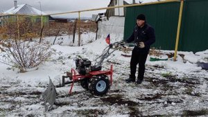 Первый снег. Испытание отвала, мотоблоком  МТШ-500 2024