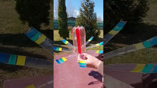 Самоделка из пластиковых бутылок флюгер ветряк отпугиватель кротов и птиц #diy #tool #самоделка
