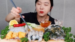 해삼,멍게,꼴뚜기 리얼사운드 먹방 ASMR RAW SEAFOOD(RAW BABY SQUID,SEA PINEAPPLE,SEA CUCUMBER) MUKBANG EATING SOUND