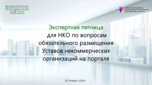 Экспертная пятница для НКО по вопросам обязательного размещения Уставов НКО на портале