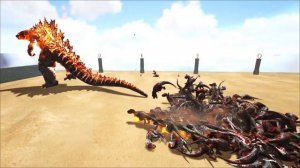 BURNING GODZILLA vs 500 ARK DINOS
