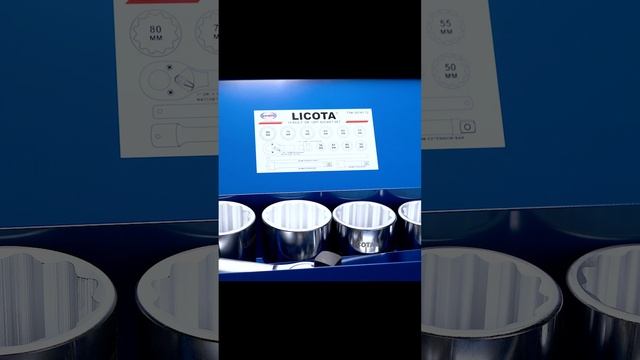 Набор торцевых головок 36-80 мм, 12 граней, 15 штук, металлический кейс. Licota TSK-20141-12
