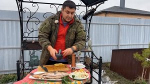 Целый КАРП запеченный с Яблоками на мангале.