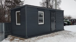 Дачный домик вагончик металлический блок контейнер 6 метровый бытовка в цвете серый графит 100 мм