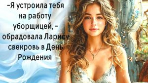 -Я устроила тебя на работу уборщицей, - объявила Ларисе свекровь В День Рождения