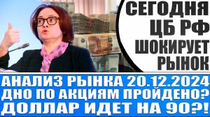 Анализ рынка 20.12 / СЕГОДНЯ ЦБ РФ ШОКИРУЕТ РЫНОК / Взрывной рост рынка акций облигаций валют Рф?!