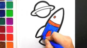 Раскраска для детей и малышей Ракета. Мультик-Раскраска. Учим цвета. Простые рисунки II Раскрашка ТВ