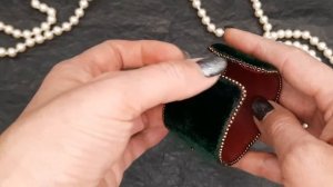 Браслет из бархата, филиграни и яшмы