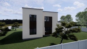 Визуализация проекта дома с плоской крышей на УШП