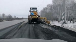 Автогрейдер СДМ 25 - работа бокового отвала на Трассе М5.