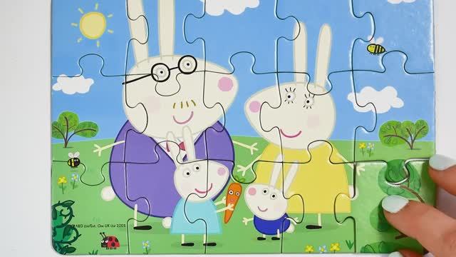 Свинка Пеппа Мультик - пазлы видео для детей - Крольчонок Ребекка. Peppa Pig Puzzles | Раскрашка ТВ смотреть онлайн