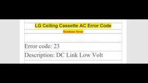 LG Ceiling Cassette AC Error Code 23