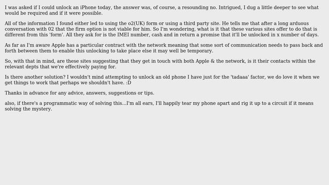 Apple: Unlocking an O2 Iphone (2 Solutions!!)