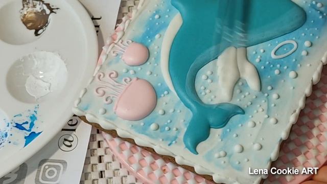 Красивый пряник с китом. Роспись пряников. Видео-урок