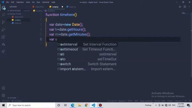 Digital Clock in Javascript||Javscript Mini Project||Clock in javscript