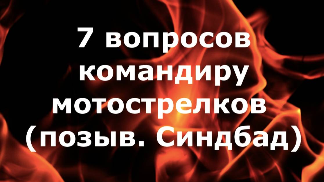 7 вопросов Синдбаду- командиру мотострелков с Бахмутского направления( 21 декабря 2024)